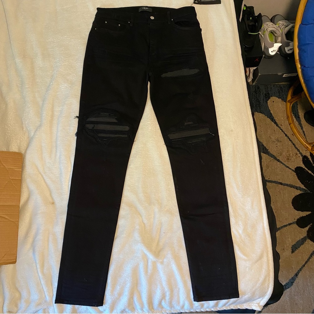 Amiri Mx-1 black with leather patches BRAND NEW